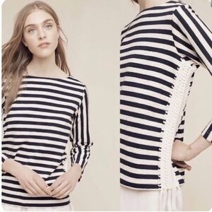 PEPIN for Anthropologie Mariner Stripe Pullover Nautical Striped Top Size Medium